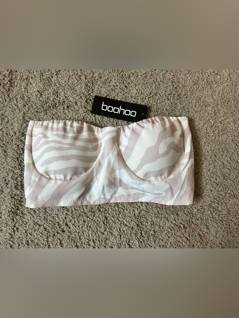 boohoo Pink Zebra Print Bandeau Top.